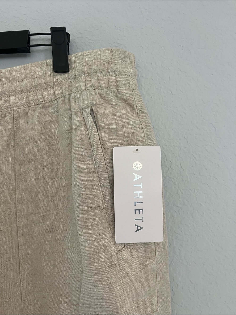 Athleta Women’s Wide-Leg Linen Jumpsuit Pants in Light Beige